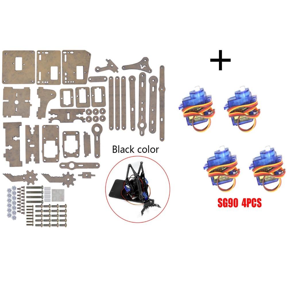 SG90 MG90S 4 DOF Несобранный Акриловый Механический Робот-Манипулятор Клешня Комплект Для Arduino Роботизированная Рука STEAM Комплект Программирование Роботизированной Руки