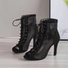 Women High Heeled Sandals Sexy High Heels Party Shoes Summer Mesh Peep Toe High Heels Boots Latin Jazz Dance Shoes Pumps