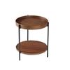Coffee table with 2-tier tray design, round, solid wood & metal, in 3 colors: Ash Natural / Walnut / Black, combinable with side table (44x44x48 cm)