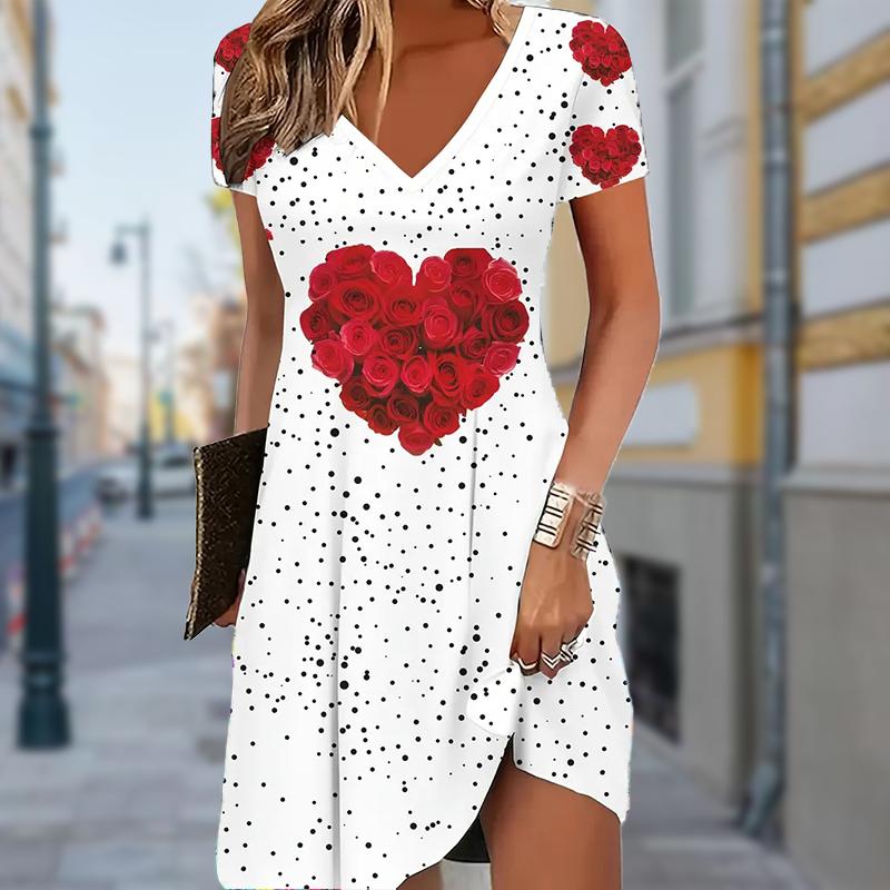 Летняя мода женские V-образный вырез короткий рукав красивые цветы принтованные платья сексуальные короткие юбки платья