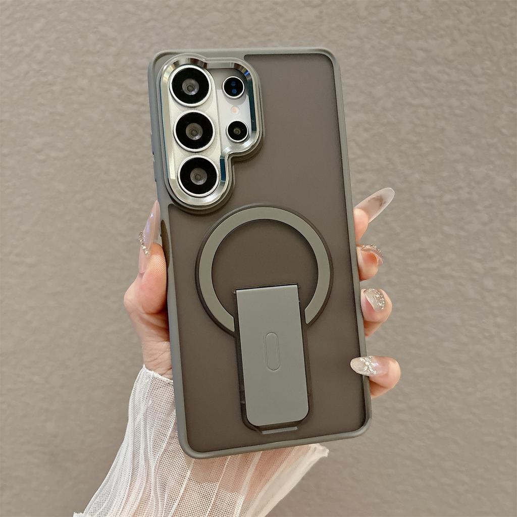 Роскошная магнитная беспроводная зарядка для чехла MagSafe для Samsung Galaxy S26 S25 S24 S23 Ultra Складная подставка-держатель Матовая крышка