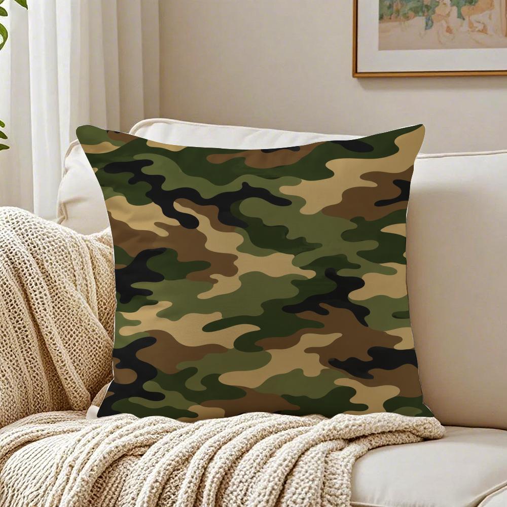 Colorful Camo Green Cushion Cover Breathable Organic Short Plush Cushion Covers Machine Washable WrinkleResistant Soft Durable