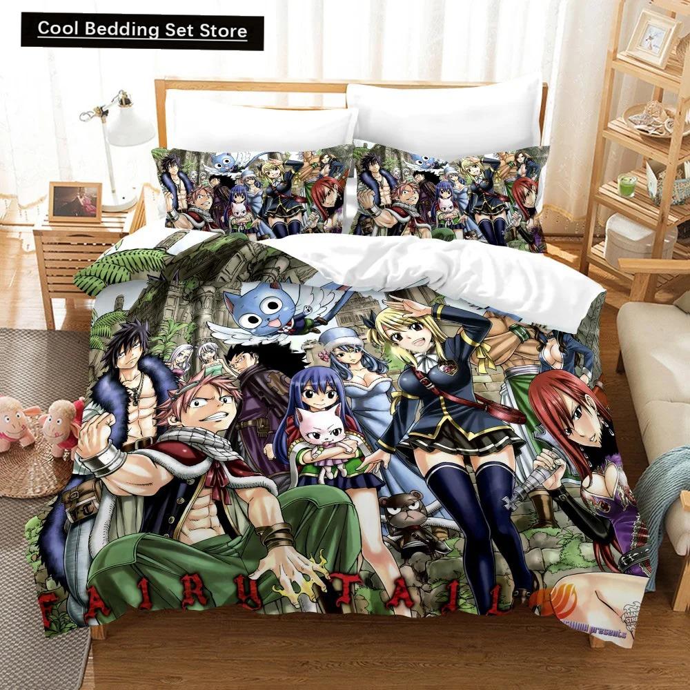 3D Print Anime Fairy Tail Logo Natsu Bedding Set Boys Girls Twin Queen Size Duvet Cover Pillowcase Bed Kids Adult Home Textiles