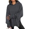 Women's Fashionable Solid Color Hooded Long Sleeved Sports Casual Pullover Sweatshirt Top