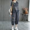 Summer Two-piece Casual Suit Women's Large Size Loose Middle-aged and Elderly Mother's