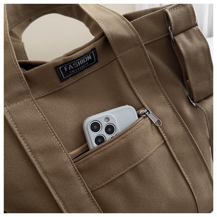 Retro Japanese Canvas Handbag for Women - College & Commuter Large Capacity Crossbody Bag for Autumn & Winter