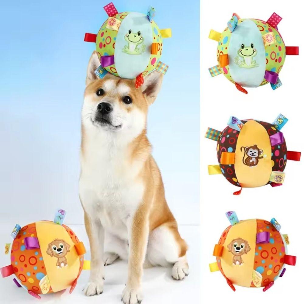Bite Resistant Handle Dog Toys Plush Dog Squeak Ball Toys Funny Dog Chewing Ball Pet Supplies