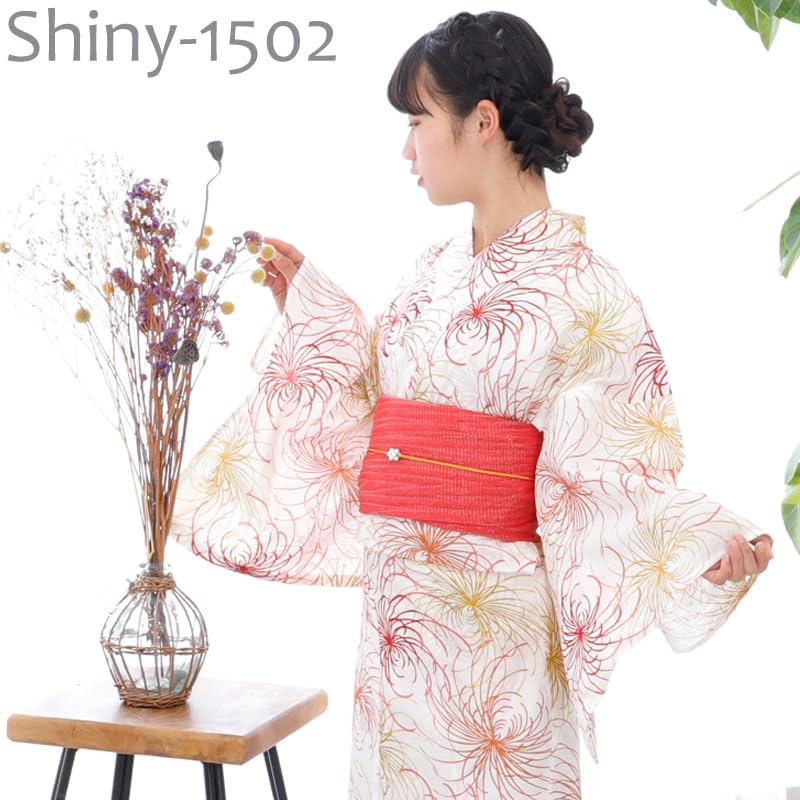 Hiroba Cotton Linen Yukata Children Girls 150 Adults One Size Fits Most Yukata Children Girls Yukata Set Junior Yukata Junior Yukata 4 Piece Set