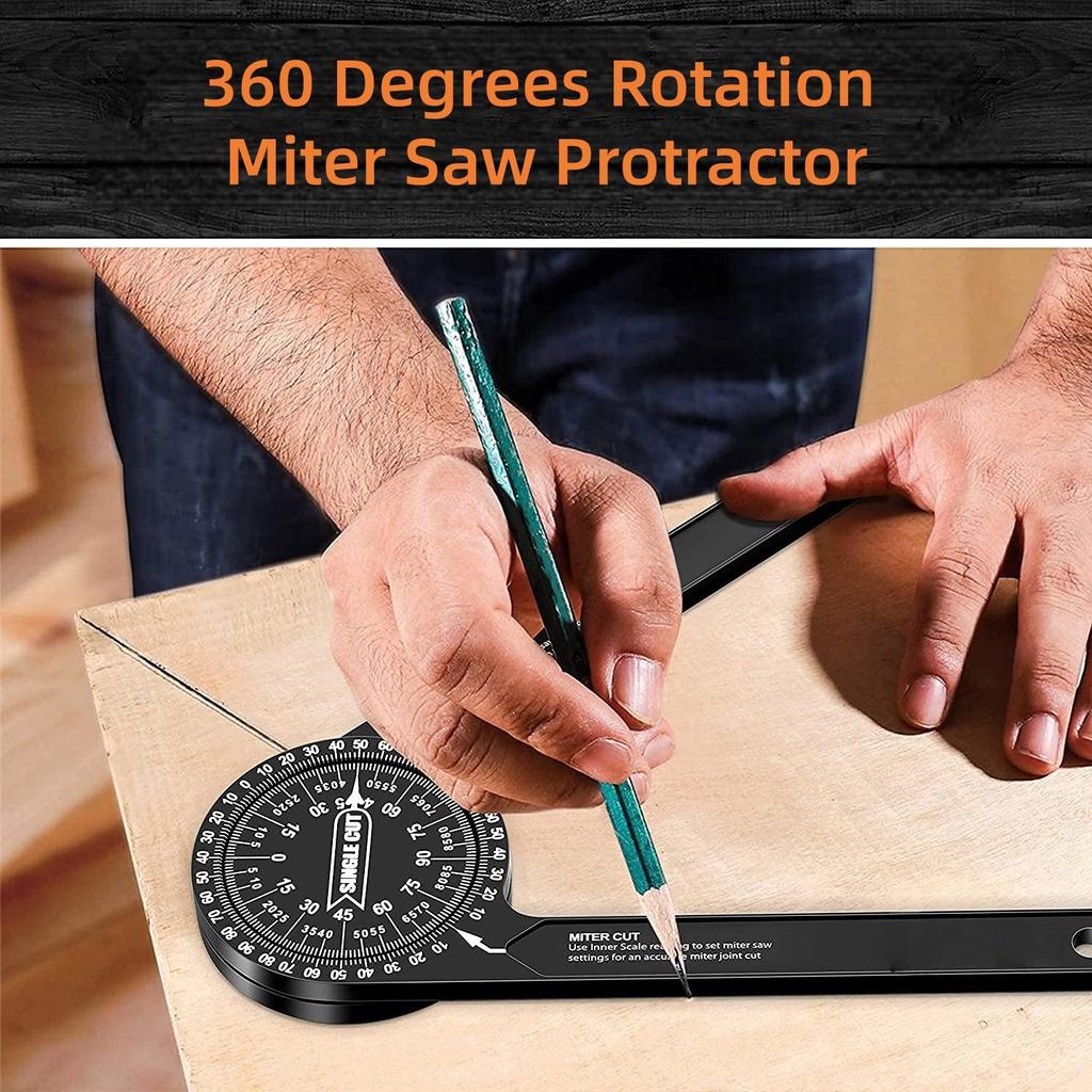 Miter Saw Protractor Inside & Outside Miter Angle Finder Angle Gauge Protractor for Carpenters, Plumbers and All Building Trades (Black)