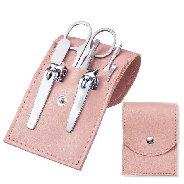 7Pcs Manicure Set Stainless Steel Nail Art Clipper Cuticle Nipper Scissor Grooming Tools With PU Leather Portable Bag