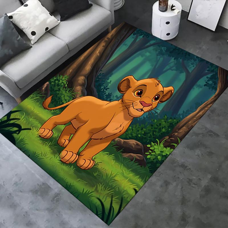 Office Rug Lion Cub, Forest theme 3D Printed Anti-Slip Rug-Machine Washable for Living Room