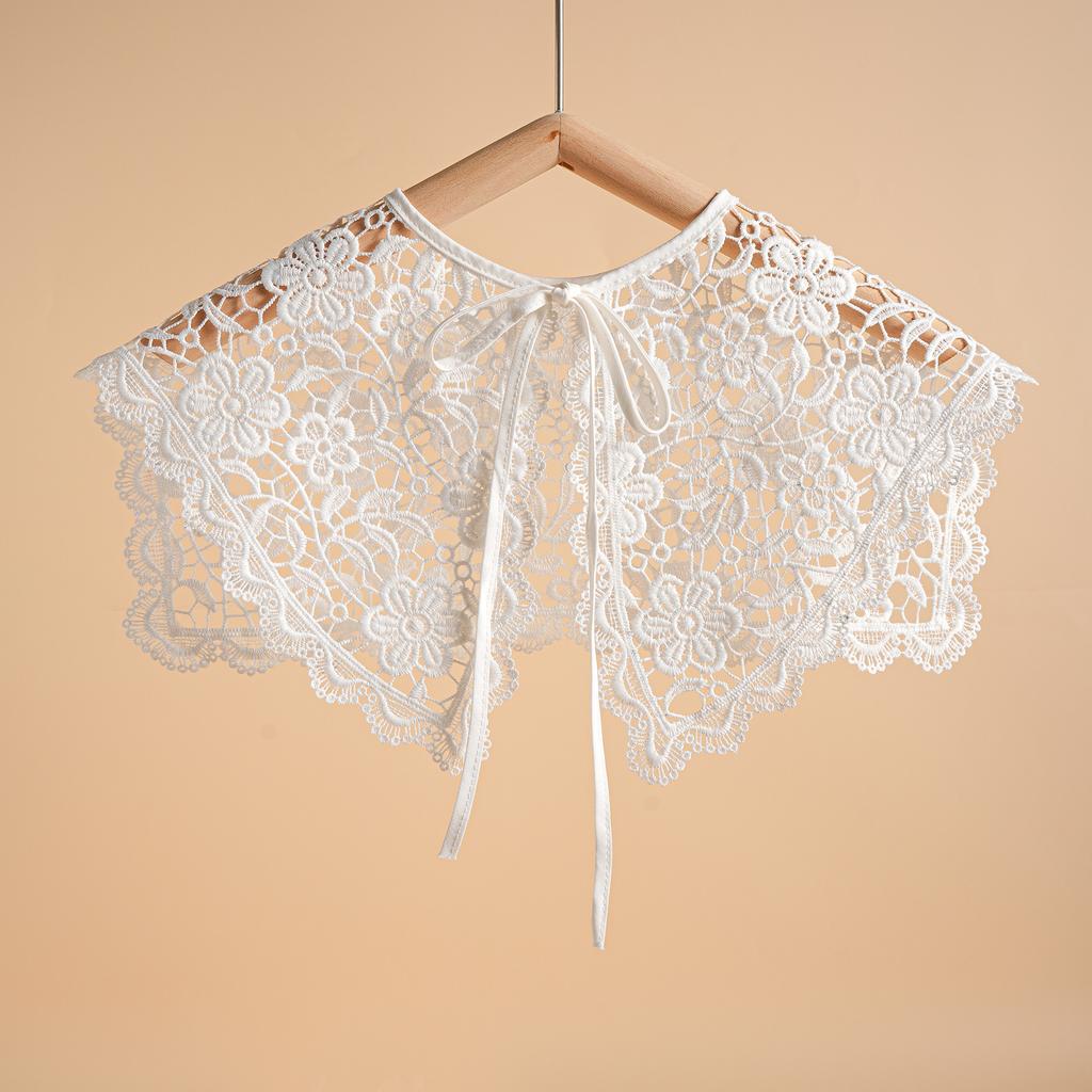 Latest Design Korean Style Decorative Fake Collar Shawl Wrap Hollow Out Embroidery Necklace Vintage Short Poncho For Women