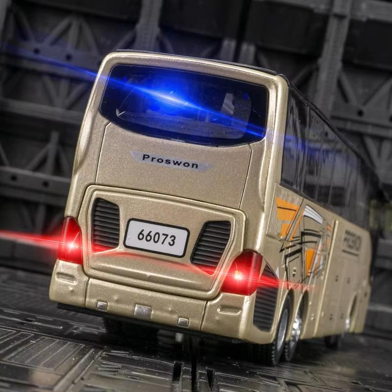 New 1/32 Alloy Single-layer Bus Car Model Toys Diecast Simulation Metal Business Bus Vehicle Sound Light Pull Back Children Gift Toy