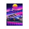 Современная живопись на холсте Искусство уличные гонки Токио Nissan GTR Synthwave Neon 80S Постер Украшение стены Искусство Гостиная Домашний декор