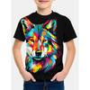 Animal Wolf Pattern 3d Printe Children's Tops Summer Boy's Round Neck Casual Short Sleeve Kids Clothes T Shirt