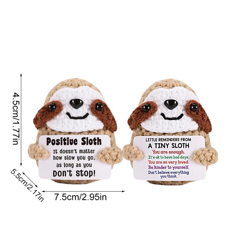 1PC Crochet Holiday Gift with Card Emotional Support Sloth Doll Handmade Knitted Figurine Desk Decor Finished Ornament