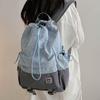 Lightweight Backpack Women Color Contrast Drawstring School Bag Outdoor Sports Backpack