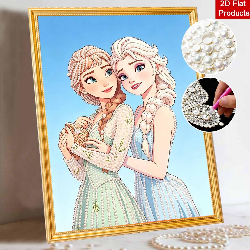 Disney Жемчужная Живопись Замороженные Анна и Эльза Сестры Ручная Работа DIY Жемчужные Камни Картины Поделки Особая Форма Домашняя Настенная Декорация