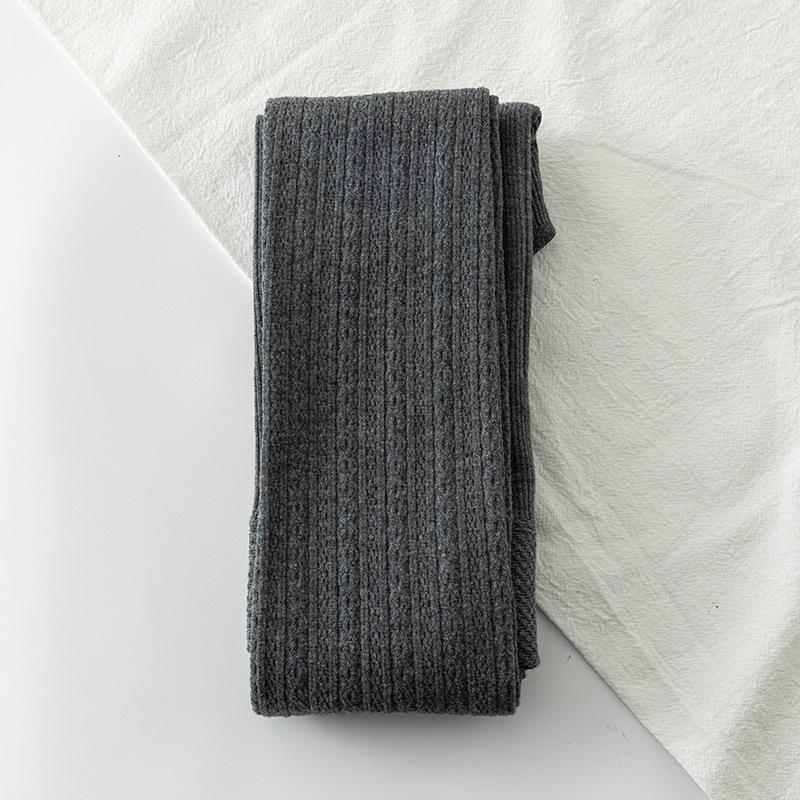 "High Waist Striped Knitted Leggings: Women's Thick White Tights for Spring & Autumn"