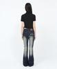 SECONDSALT Shirred Choker Half-Neck T-Shirt (Black)