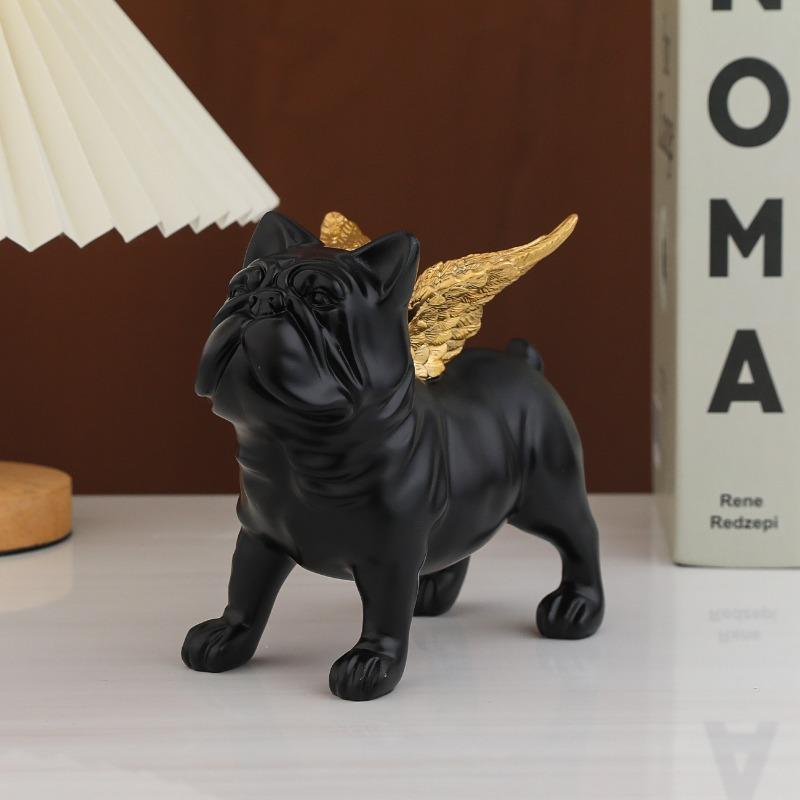 Simple Modern Home Decoration Accessories Black Gold Bulldog Ceramic Dog Crafts Living Room Entrance Desktop Decor Ideas