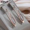 Kinel Rose Gold Color Long Drop Earrings For Women Silver Plated