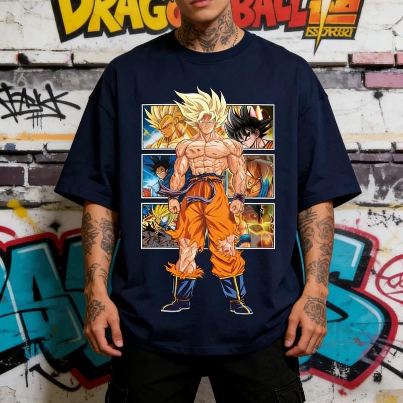 Anime Dragon Ball Z Goku Super Saiyan Manga Style Graphic Print T-shirt Men Women Streetwear Harajuku Fashion Cotton Casual Oversized Summer New Tee
