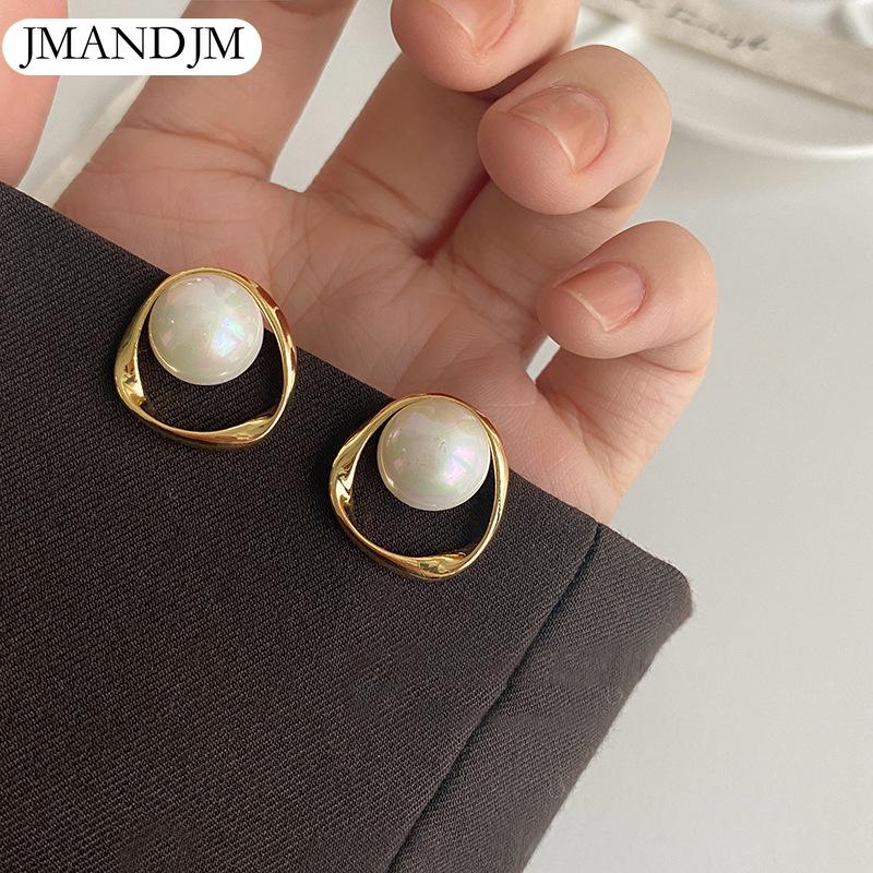 Элегантные серьги-пусеты в виде неправильных кругов с искусственным жемчугом для помолвки и вечеринок