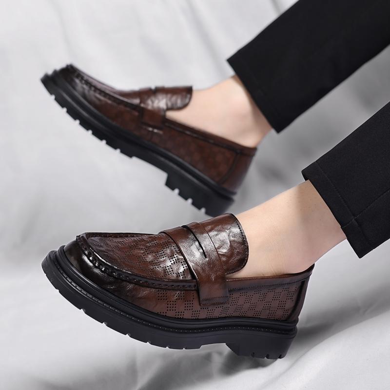 Модная мужская повседневная обувь для отдыха на открытом воздухе 2024 года, новые кожаные мужские стильные мокасины, мужская удобная деловая обувь, классические мужские туфли без застежек
