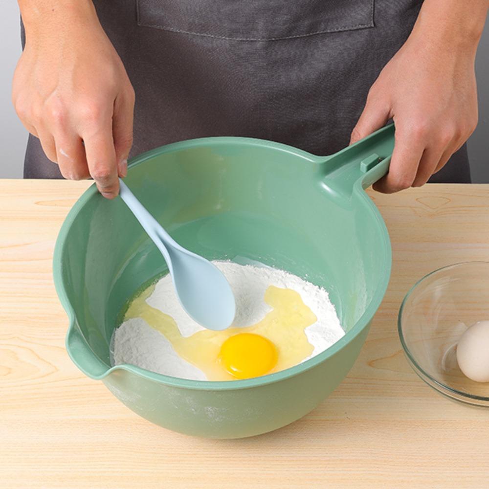 4PCS/Set With Handle Salad Bowls Comfortable Grip Flour Mixing Basin Drip Basin Baking