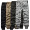 Men Casual Joggers Solid Color Pants Men Cotton Elastic Trousers Military Style Army Cargo Pants