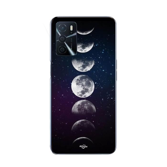 Coque - MANIACASE - Oppo A16s - Noir - Lune et étoiles - Souple
