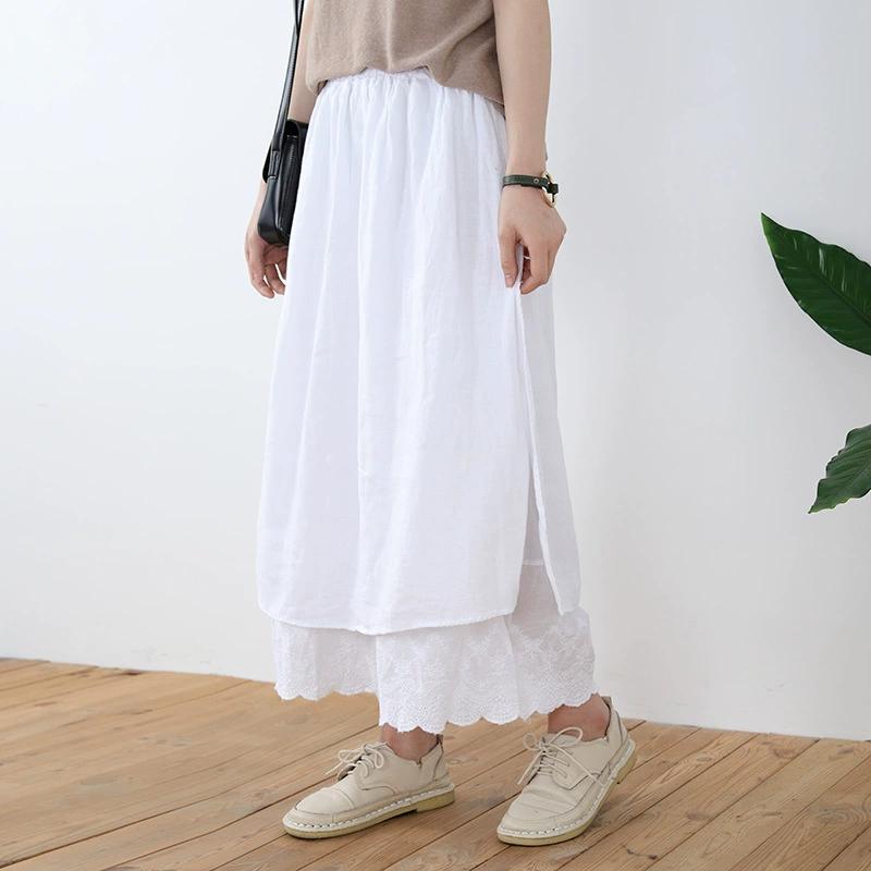 Женская летняя однотонная юбка средней длины с тонкими брюками, милая свежая юбка-трапеция с плетением