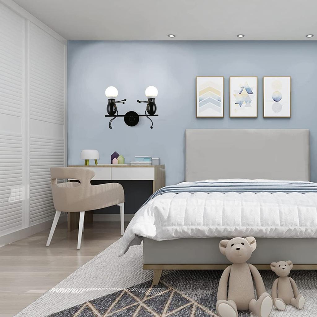 KAWELL Bracket Light Vintage Wall Light Doll Light Double Head Metal Wall Light Sconce Lighting Cartoon Doll Height Adjustable Gift Wall Lamp LED Wall