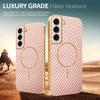 For Samsung Galaxy S22+ 5G Phone Case Carbon Fiber Textured Electroplated TPU Back Cover