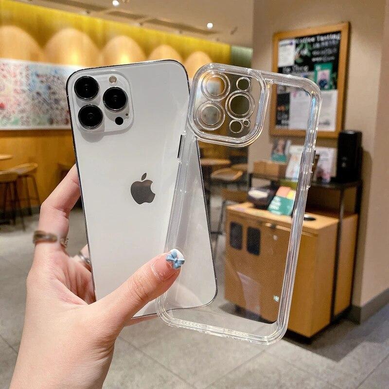 Роскошный прозрачный чехол для iPhone 17 13 14 15 16 Pro Max 12 11 Xs X XR 7 8 SE 2022 Coque Противоударный бампер Прозрачный мягкий силиконовый чехол Fundas