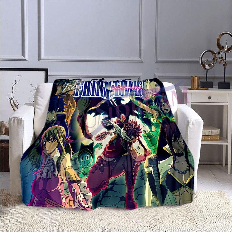 Fairy Tail Flannel Plush Blanket Home Fleece Throw Blanket Travel Blankets Bedspreads Sofa Cover Couch Dorm Room Blanket