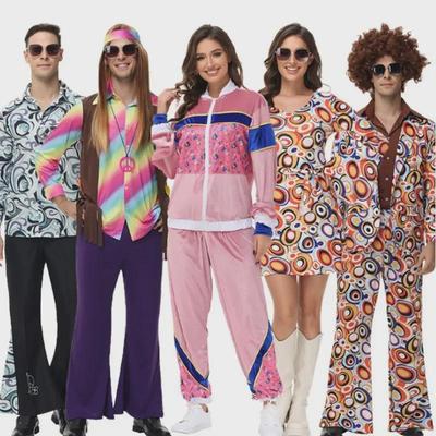 Костюмы на Хэллоуин в стиле ретро 80-х в стиле хип-хоп и диско для карнавала и представления.