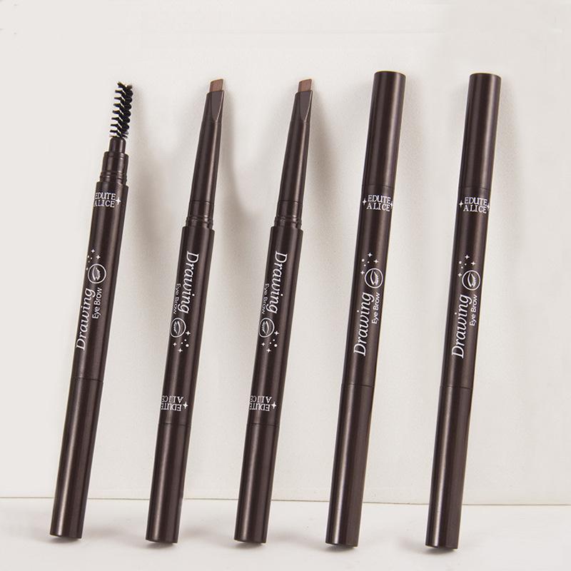 Треугольный карандаш для бровей с двойной головкой, автоматическое вращение, натуральный трехмерный водонепроницаемый и устойчивый к поту стойкий макияж, студенческий женский макияж