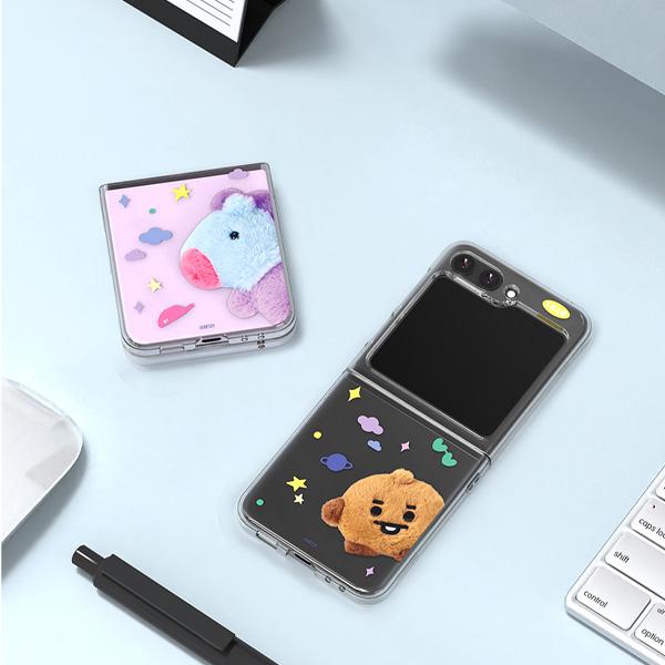BT21 Чехол Fluffy Galaxy Z Flip 5 Прозрачный чехол Z Flip 5