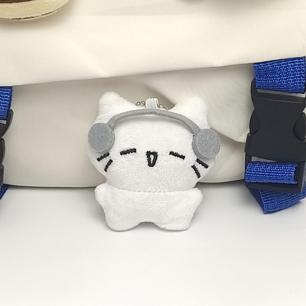 Cute Headphones Kitten Couple Keychain Mini Crying Cat Doll Plush Keyring Cartoon Bag Pendant Charms Backpack Decoration A19
