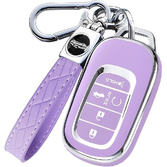 Montague Key Fob Cover For Honda With Keychain, Premium TPU Key Case Shell For 2024 Honda Accord, Civic, HR-V, CR-V, Pilot Remote Smart Car Key Fob