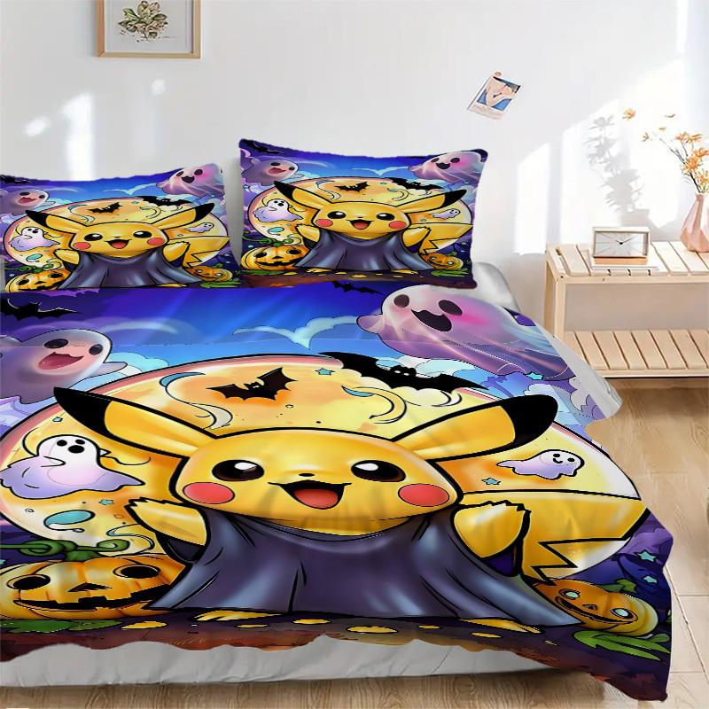 3pcs Pikachu Duvet Cover Set, Includes 1 Duvet Cover and 1/2 Pillowcases (No Insert) yy251104232