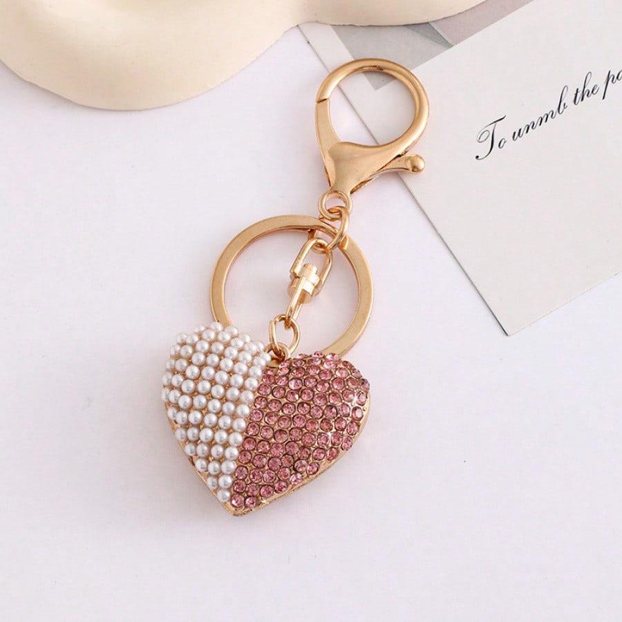 Chic European & American Rhinestone Heart Keychain Pendant