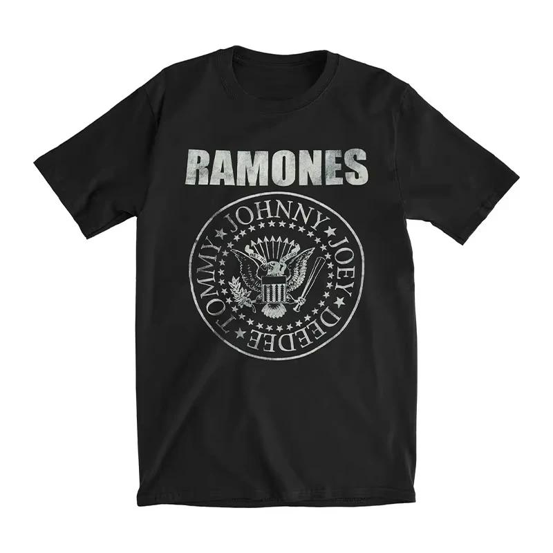 2026 Горячая Распродажа Панк-рок Группа Ramones Графический Принт Футболка Унисекс Женская Летняя Новая Футболка Уличный Стиль Хлопок Мягкий Повседневный Топ Ins