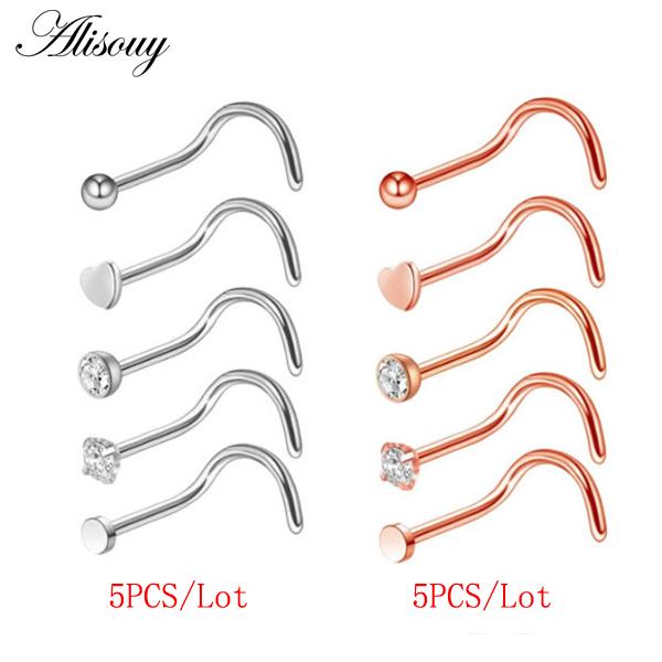 Alisouy 1Piece Steel 20G Faux Nose Rings Fake Septum Rings Hoop Nostril Daith Piercing Fake Clip On Nose Rings Oreja Piercings Jewelry