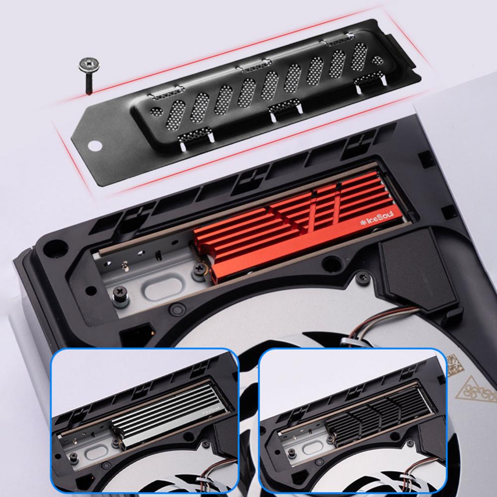 Металлическая пылезащитная крышка для PS5 Slim, радиатор M.2 SSD, пылезащитная крышка для слота расширения с вентиляционным отверстием, алюминиевый сплав, охладитель 2280 SSD, тепло