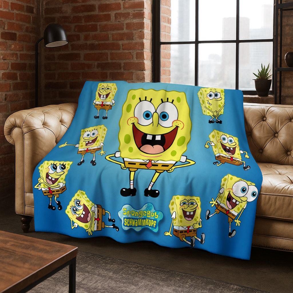 Cartoon S-SpongeBob SquarePants Patrick Star Flannel Blanket Soft Throw Blanket for Bed Bedroom Living Room Travel Picnic Gift