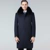 Пальто мужское кашемировое среднего возраста с утолщенным меховым воротником и съемной подкладкой, длинное шерстяное пальто до колена для папы
