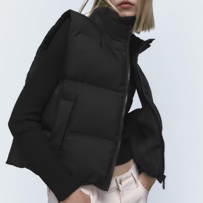 Новая женская куртка, жилет, осенне-зимний пуховый жилет с хлопковой подкладкой, женская одежда, короткий жилет без рукавов, теплая куртка, пальто